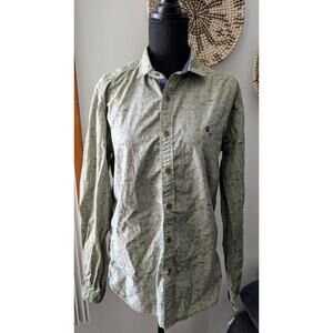 LP Jeans Riveted Slim Fit Green Printed Union Sq Fit Size Large 40 EU Shirt